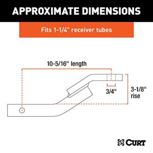 CURT 45510 Class 2 Trailer Hitch Ball Mount, Fits 1-1/4-Inch Receiver, 3,500 lbs, 3/4-Inch Hole, 3-1/8-Inch Rise