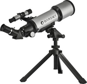 barska starwatcher 400x70mm refractor telescope w/ tabletop tripod & carry case