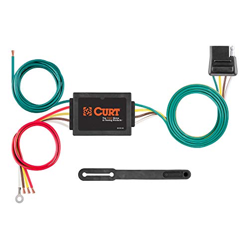 CURT 56175 Non-Powered 3-to-2-Wire Splice-in Tail Light Converter, 4-Pin Wiring Harness , Black