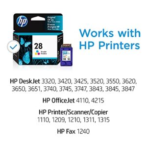 Original HP 28 Tri-color Ink Cartridge | Works with HP DeskJet 3320, 3420, 3520, 3550, 3620, 3650, 3740, 3840; OfficeJet 4110, 4215; PSC 1110, 1200, 1310; Fax 1240 Series | C8728AN