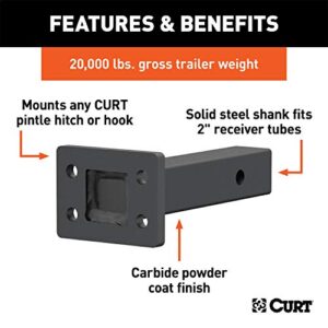 CURT 48327 Pintle Mount for 2-Inch Hitch Receiver, 20,000 lbs, 6-Inch Length