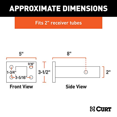 CURT 48327 Pintle Mount for 2-Inch Hitch Receiver, 20,000 lbs, 6-Inch Length