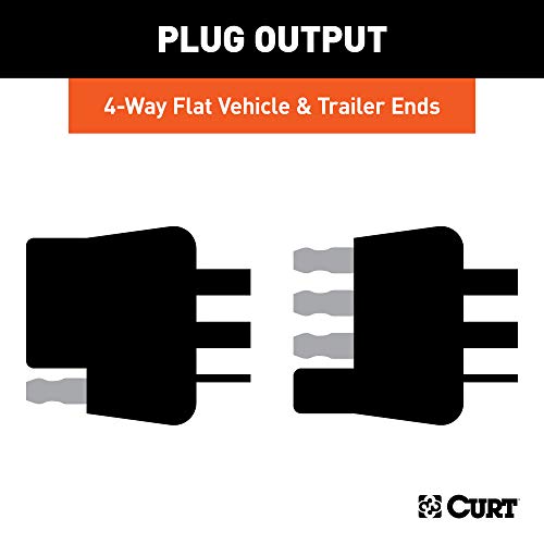 CURT 58304 4-Pin Flat Wiring Harness, 12-Inch Vehicle-Side and Trailer-Side Wires