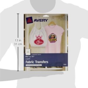 Avery Printable Heat Transfer Paper for Light Fabrics, 8.5" x 11", Inkjet Printer, 6 Iron On Transfers (3271)