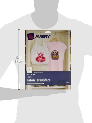 Avery Printable Heat Transfer Paper for Light Fabrics, 8.5" x 11", Inkjet Printer, 6 Iron On Transfers (3271)