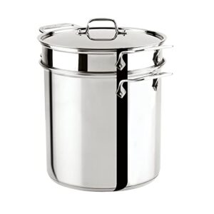All-Clad Gourmet Accessories Stainless Steel Multi-Pot with Perforated, Steamer Insert, & Lid, 12 Quart, Silver