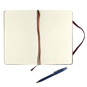 C.R. Gibson MJ5-4792 Brown Bonded Leather Notebook with 240 Ruled Pages, 5" W x 8.25" H