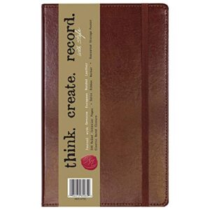 C.R. Gibson MJ5-4792 Brown Bonded Leather Notebook with 240 Ruled Pages, 5" W x 8.25" H