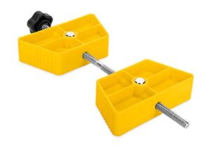 camco large rv wheel stop | fits 26 to 30-inch diameter tires and tire spacing from 3 ½ to 5 ½-inches | yellow (44622)