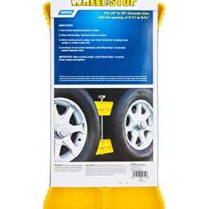 Camco Large RV Wheel Stop | Fits 26 to 30-inch Diameter Tires and Tire Spacing from 3 ½ to 5 ½-inches | Yellow (44622)