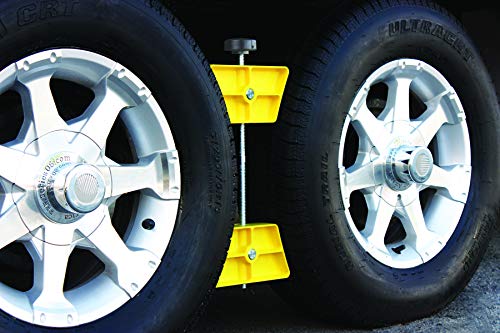 Camco Large RV Wheel Stop | Fits 26 to 30-inch Diameter Tires and Tire Spacing from 3 ½ to 5 ½-inches | Yellow (44622)