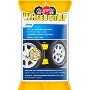 Camco Large RV Wheel Stop | Fits 26 to 30-inch Diameter Tires and Tire Spacing from 3 ½ to 5 ½-inches | Yellow (44622)