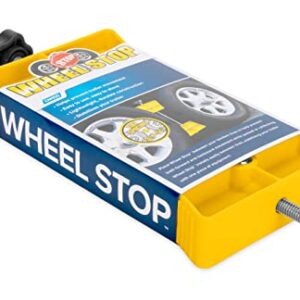 Camco Large RV Wheel Stop | Fits 26 to 30-inch Diameter Tires and Tire Spacing from 3 ½ to 5 ½-inches | Yellow (44622)