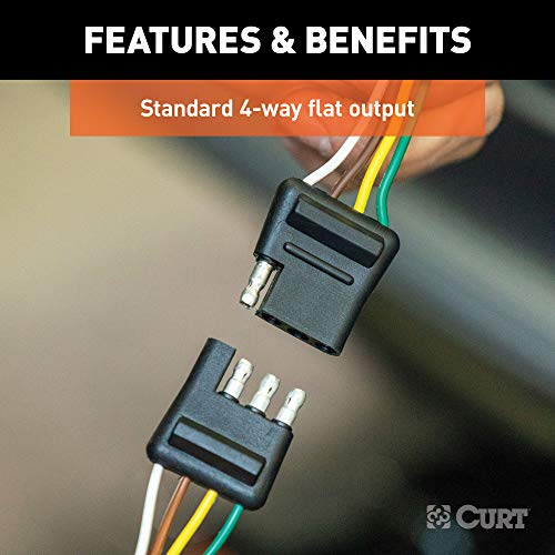 CURT 58305 4-Pin Flat Wiring Harness, 48-Inch Vehicle-Side, 12-Inch Trailer-Side Wires