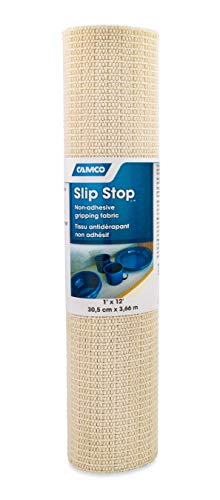 Camco Slip Stop Liner - Prevents Slipping and Sliding in RVs & Camper Kitchen Shelves and Drawers | Great for Toolboxes, Rugs, & More |Durable, Washable Material | 1' x 12' Roll - Cream (43277)