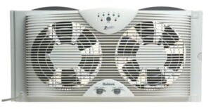 holmes dual 8″ blade twin window fan with led one touch thermostat control