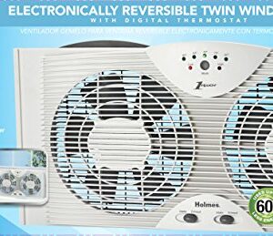 Holmes Dual 8" Blade Twin Window Fan with LED One Touch Thermostat Control