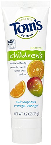 Tom's of Maine Natural Children's Fluoride Toothpaste, Outrageous Orange Mango, 4.2 Ounce