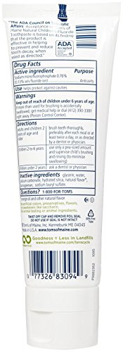 Tom's of Maine Natural Children's Fluoride Toothpaste, Outrageous Orange Mango, 4.2 Ounce