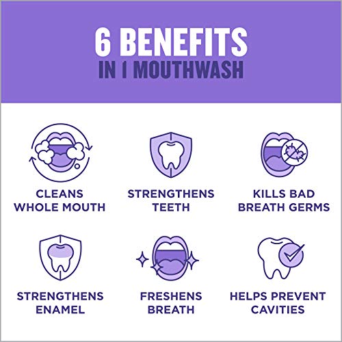 Listerine Total Care Anticavity Fluoride Mouthwash, 6 Benefits in 1 Oral Rinse Helps Kill 99% of Bad Breath Germs, Prevents Cavities, Strengthens Teeth, ADA-Accepted, Fresh Mint, 1 L