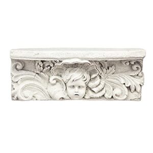 design toscano cathedral cherub sculptural wall shelf, 5.5″d x 20″w x 8″h, antique stone