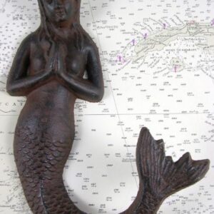 Large Cast Iron Praying Mermaid Hook