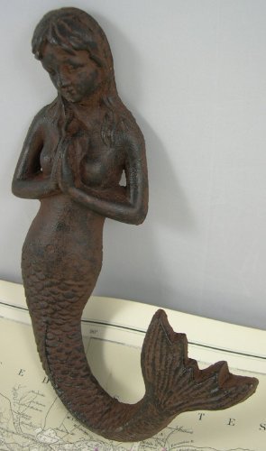 Large Cast Iron Praying Mermaid Hook