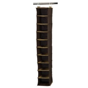 household essentials 66032 hanging shoe storage organizer for closets with 10 pocket, coffee linen, brown