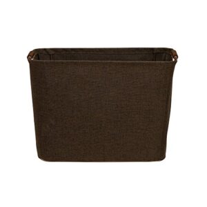 household essentials 601 medium shelf basket with wood handles | multi-purpose home storage bin | brown coffee linen