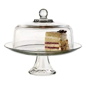 anchor hocking presence footed cake set with dome (2 piece, all glass, dishwasher safe) , color – clear/presence