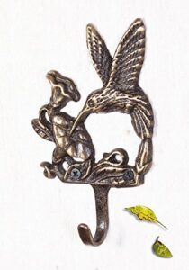 decorative brass hummingbird wall hook – set of 5 pieces