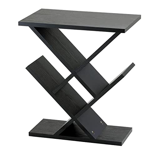 Adesso Zig-Zag Accent Table - Table Bookshelf - Storage Side Table. Home Furnishings and Decor , Black