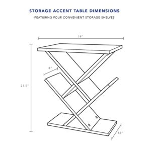 Adesso Zig-Zag Accent Table - Table Bookshelf - Storage Side Table. Home Furnishings and Decor , Black