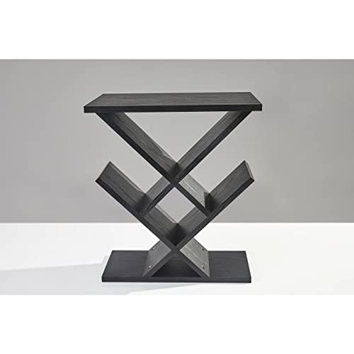 Adesso Zig-Zag Accent Table - Table Bookshelf - Storage Side Table. Home Furnishings and Decor , Black