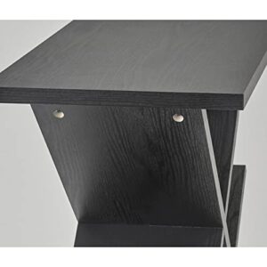 Adesso Zig-Zag Accent Table - Table Bookshelf - Storage Side Table. Home Furnishings and Decor , Black