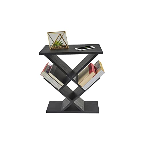 Adesso Zig-Zag Accent Table - Table Bookshelf - Storage Side Table. Home Furnishings and Decor , Black