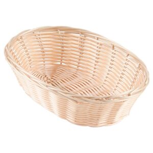 natural oval cracker poly woven basket, 9.5 inch x 6.25 inch x 3 inch