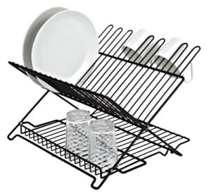 better houseware 1483 junior folding dish rack, black