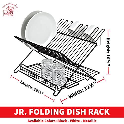 Better Houseware 1483 Junior Folding Dish Rack, Black