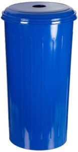 witt industries 10/1dtdb steel 20-gallon round top basket, legend “cans only, recycle”, round, 30″ height, dark blue