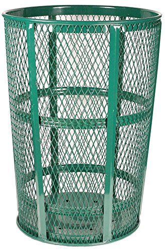 Witt Industries EXP-52GN Steel 48-Gallon Outdoor Waste Receptacle, Round, 23" Diameter x 33" Height, Green