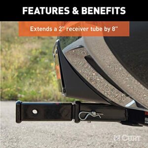 CURT 45791 8-Inch Long Trailer Hitch Extension for 2-Inch Receiver, 3,500 lbs , black