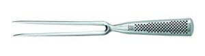 global gf-24, classic straight, stainless steel carving fork, medium, silver