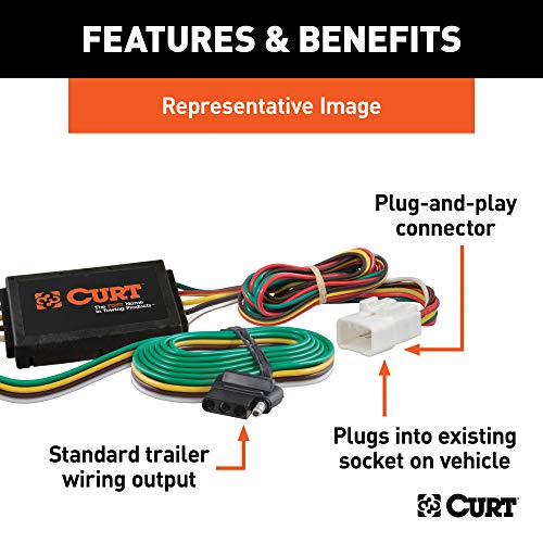 CURT 55560 Vehicle-Side Custom 4-Pin Trailer Wiring Harness, Fits Select Chevrolet Equinox, Pontiac Torrent