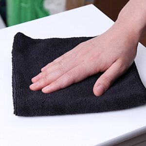 Real Clean 16x16 300GSM Premium Black Microfiber Towels (Pack of 10)