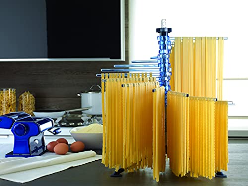 Marcato Atlas Pasta Drying Rack, Tacapasta, Made in Italy, Steel and Polycarbonate, Collapsible, Blue
