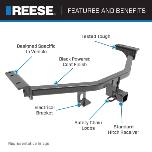 Reese Towpower 44581 Class III Custom-Fit Hitch with 2" Square Receiver opening, includes Hitch Plug Cover , Black