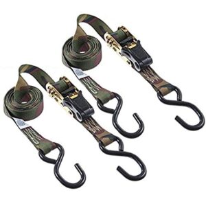 hampton prod keeper – 1” x 12′ camo ratchet tie-down with s hooks, 2 pack – 500 lbs. working load limit