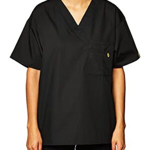 WonderWink Men's The Alpha Unisex V-Neck Scrub Top, Black, Medium