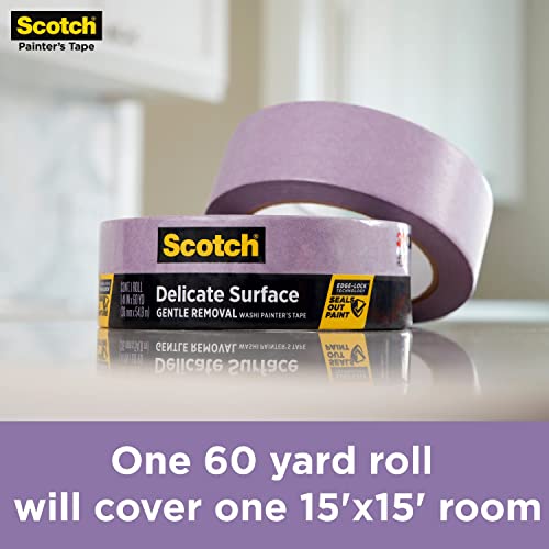 Scotch 2080EL-24E ScotchBlue Delicate Surfaces Painters Tape, 0.94" Width x 60 yd, Purple